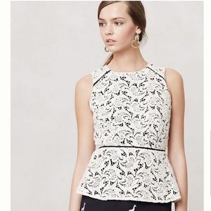 Anthropologie Maeve Peplum Lace Top